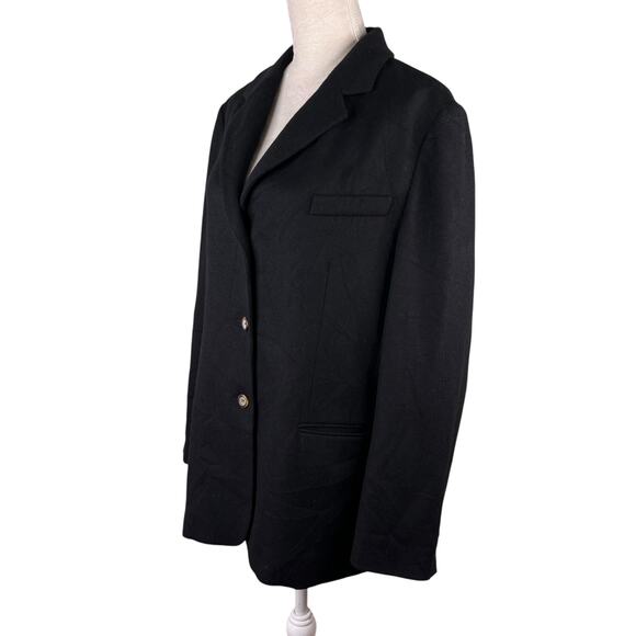 LL Bean Coat Blazer Wool Cashmere Blend 18W Black Pockets - Picture 8 of 16